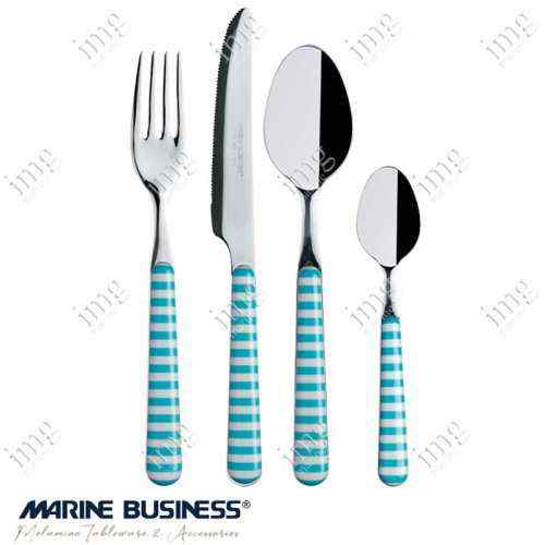 Posate Stripes Acqua servizio 24 pezzi Marine Business in inox 18/10 e ABS