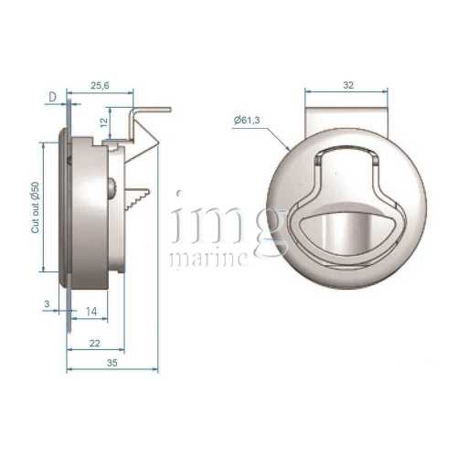 Chiusura a spinta in acciaio inox Roca misure
