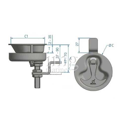 Chiusura a compressione Roca 70T disegno