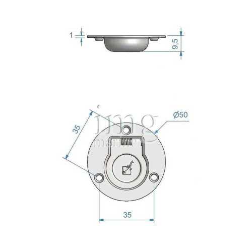 Maniglia a incasso inox Round Roca disegno