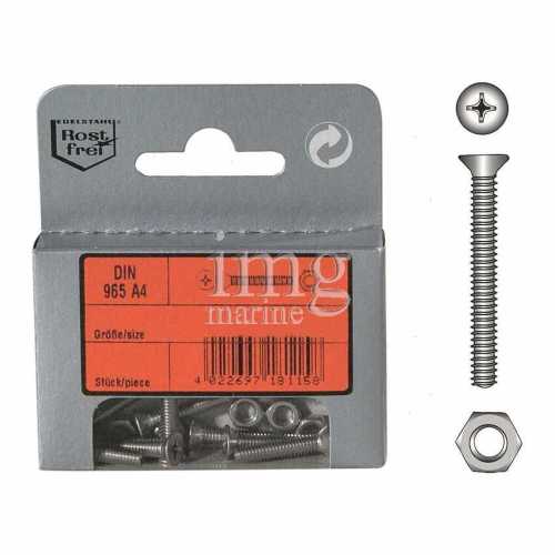 Viti testa piana svasata A4 DIN 965 in Blister