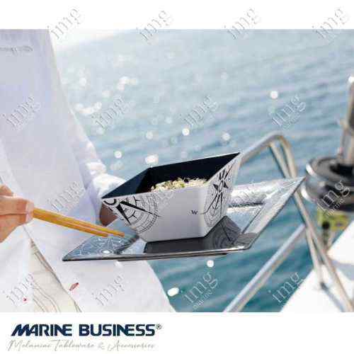 Piatto piano e fondo serie Lombok Marine Business infrangibili in melamina