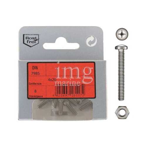 Viti testa cilindrica acciaio inox A4 DIN 7958 Blister