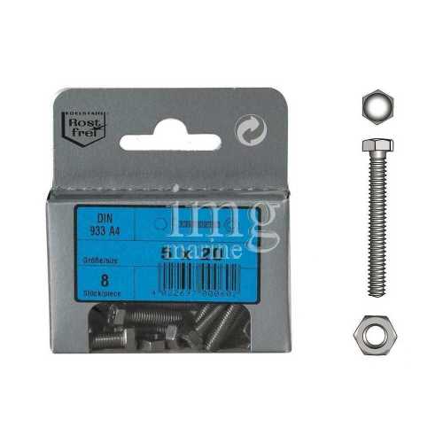 Viti testa esagonale acciaio inox A4 DIN 933 Blister