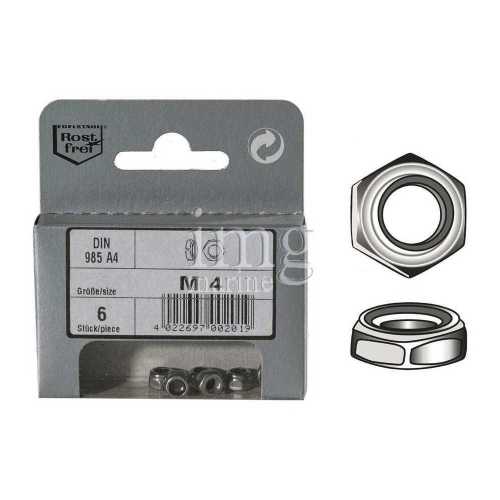 Dadi esagonali autobloccanti acciaio inox A4 DIN 985 Blister