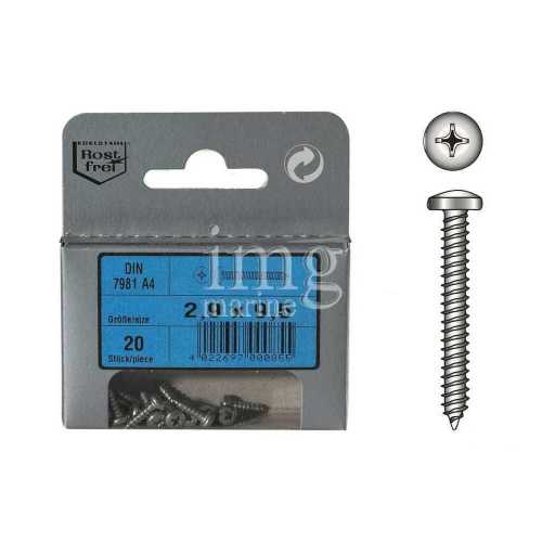 Viti testa cilindrica autofilettanti A4 DIN 7981 Blister