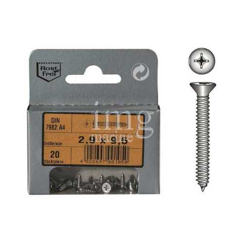 Viti testa piana svasata autofilettanti A4 DIN 7982 Blister