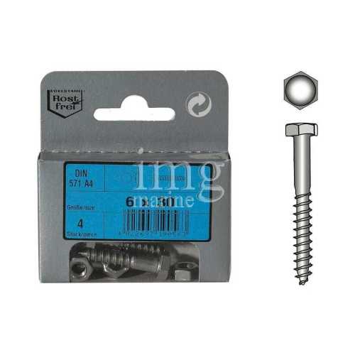 Viti per legno testa esagonale A4 DIN 571 Blister