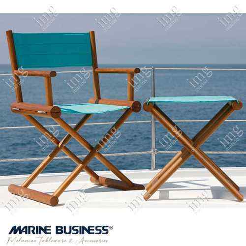 Sedia e Sgabello Teak pieghevoli color Turchese Marine Business Sedia e Sgabello Teak pieghevoli color Turchese Marine Business