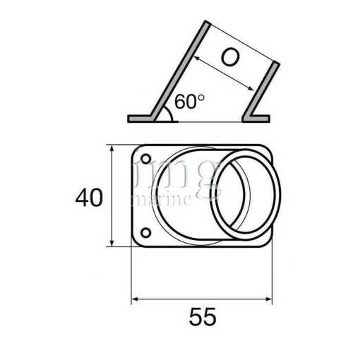 Base rettangolare inclinata 60° stampata inox 316 misure