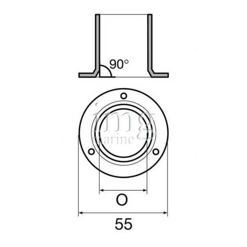 Base tonda 90° stampata inox 316 misura