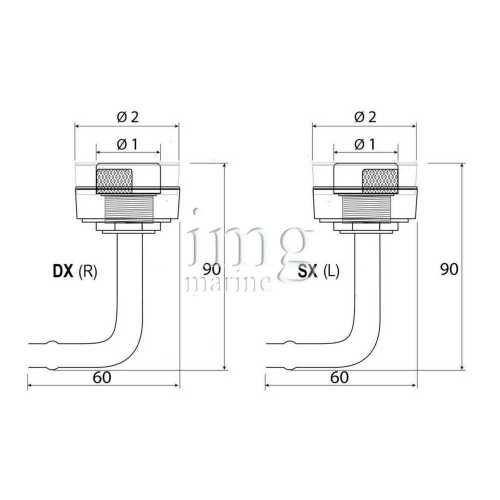 Sfiato ottone curvo a filo R.I.Na. misure