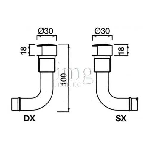 Sfiato ottone curvo OC R.I.Na. misure