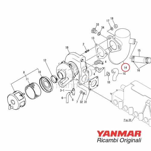 Scarico a gomito 129673-13552 Yanmar 4JH/3/4 Esploso