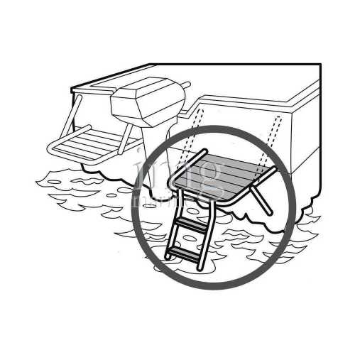 Plancetta di poppa Teak con scaletta disegno