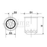 Cartuccia filtro benzina Volvo Penta 386228 misure