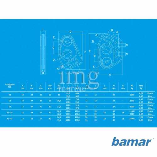 Misure Tavolette per strallo monocavo e fettucce Bamar