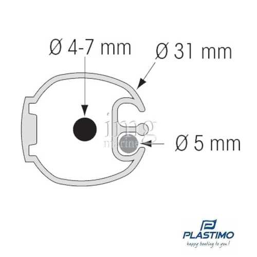 Avvolgifiocco manuale 609-T Plastimo - Disegno canalina