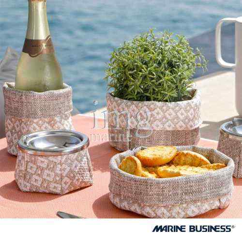Portavaso e portabottiglie realizzati con cestini serie Aruba Beige Marine Business