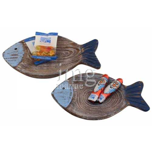 Svuotatasche pesci in legno marrone