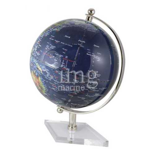 Mappamondo blu base plexi