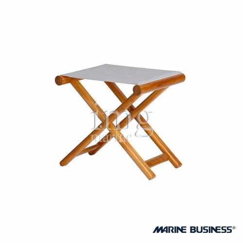 Sgabello pieghevole in Teak con seduta colore Grigio Marine Business