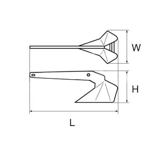Ancora Toro originale in acciaio inox aisi 316 disegno