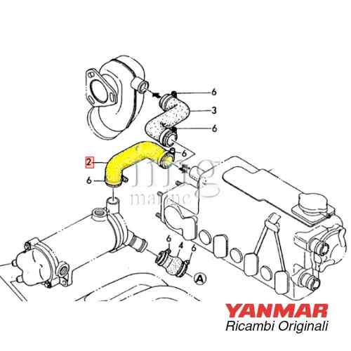 Tubo scambiatore acqua di mare ingresso 4JH2
