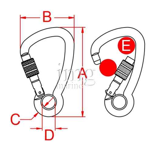 Moschettone Kong Out Lock inox AISI 316 misure