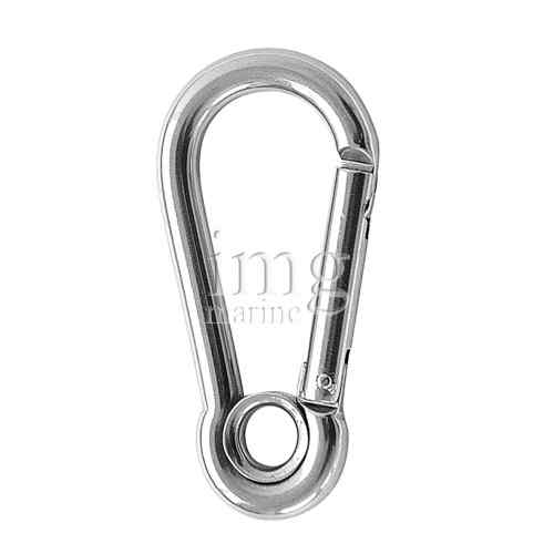 Moschettone inox AISI 316 con occhio e chiusura dritta