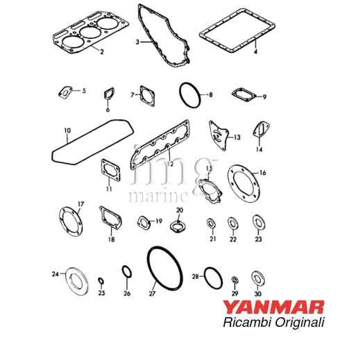 Guarnizioni motore serie 3GM30 Yanmar 728374-92605