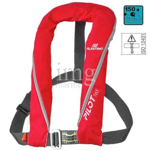 Plastimo Pilot 165N Giubbotto salvataggio automatico gonfiabile ISO 12402-3 con cintura di sicurezza ISO 12401 colore rosso