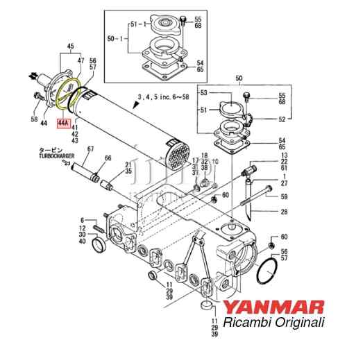 Guarnizione separatore scambiatore Yanmar 3JH 4JH