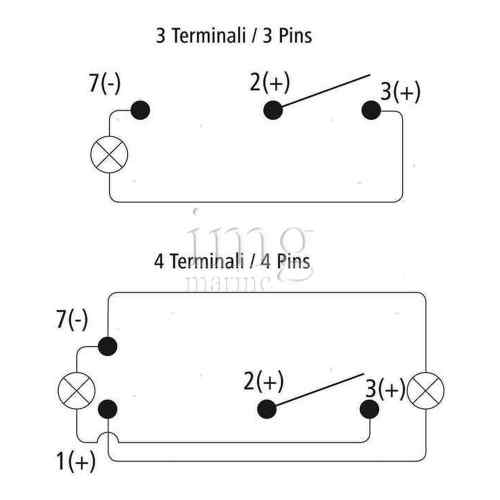 Interruttore Impermeabile IP68 White LED schema elettricco