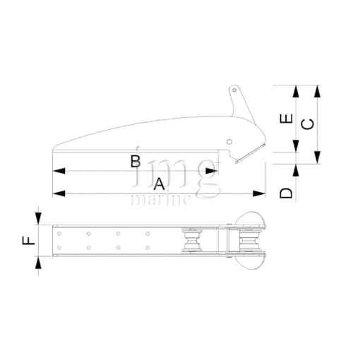 Musone di prua basculante in acciaio Inox 304L - Misure