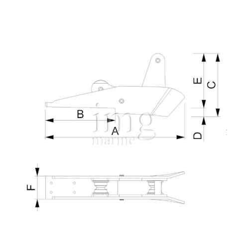 Musone di prua a ribalta in alluminio anodizzato - Misure