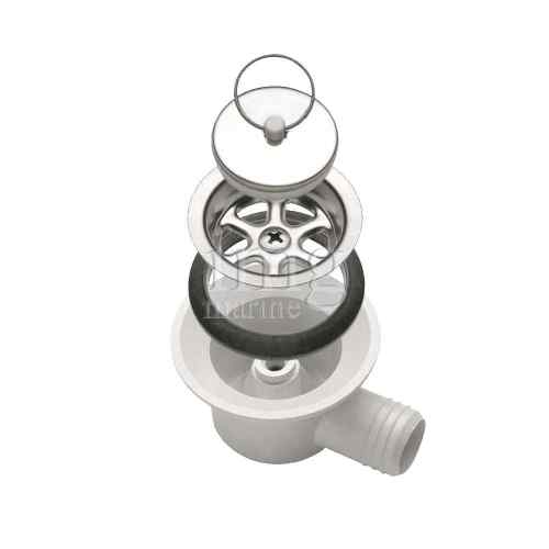 Piletta a gomito per scarico diametro 20 per lavelli con foro 40 mm