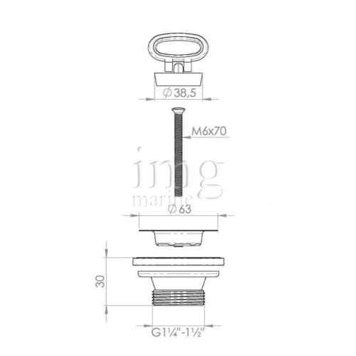 Piletta dritta grande filettata foro 50