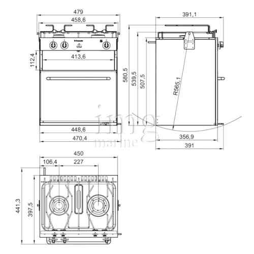 Cucina a gas 2 fuochi con forno STARLIGHT Dometic