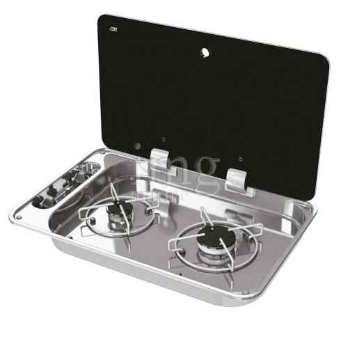 Fornello a gas Hoodiny due fuochi in acciaio inox ad incasso - CAN