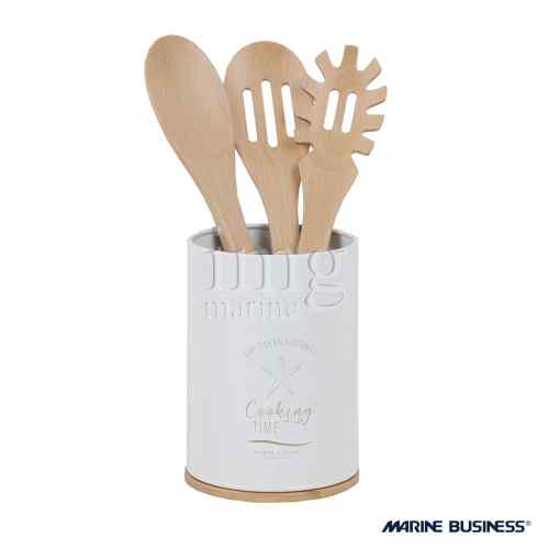 Contenitore bianco con mestoli cucina Menorca Marine Business