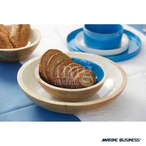 Ciotole serie Cocoa Marine Business - In legno con smalto Colore Bianco e Blu