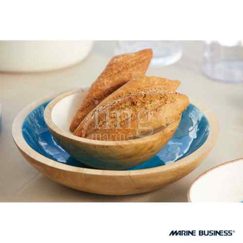 Ciotole serie Cocoa Marine Business - In legno con smalto Colore Blu e Bianco