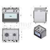 Cucina a gas 2 fuochi con forno One ENO misure