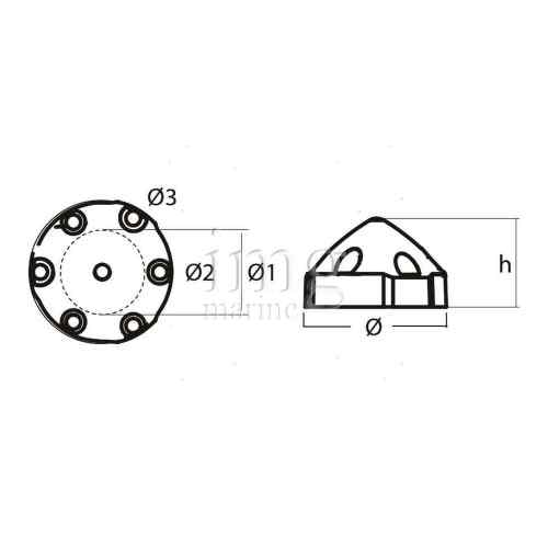 Anodo Ogiva 6 fori Max-Prop 3 Pale misure