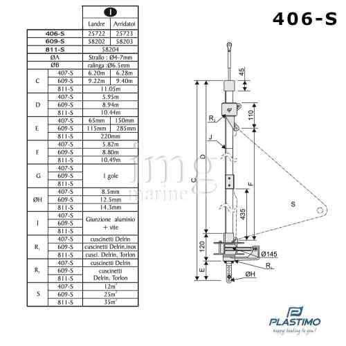 Avvolgifiocco manuale 406-S Plastimo - Misure