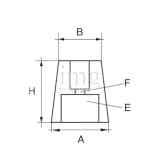 Anodo ogiva con innesto conico esagonale per assi portaelica - Misure