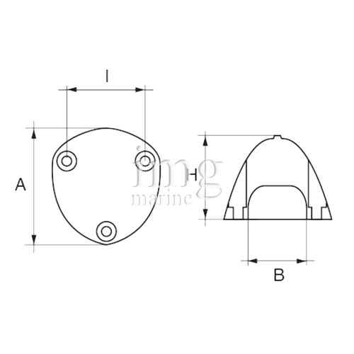 Anodo Ogiva 3 fori Max-Prop 3 pale 3 fori - Misure
