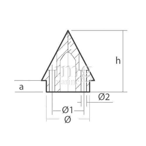 Anodo Ogiva per Max-Prop 2 pale - Misure