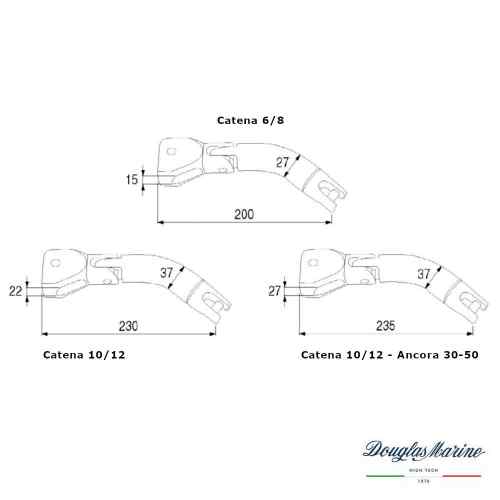 Giunto ancora cardanico Trimmer Douglas Marine - Misure
